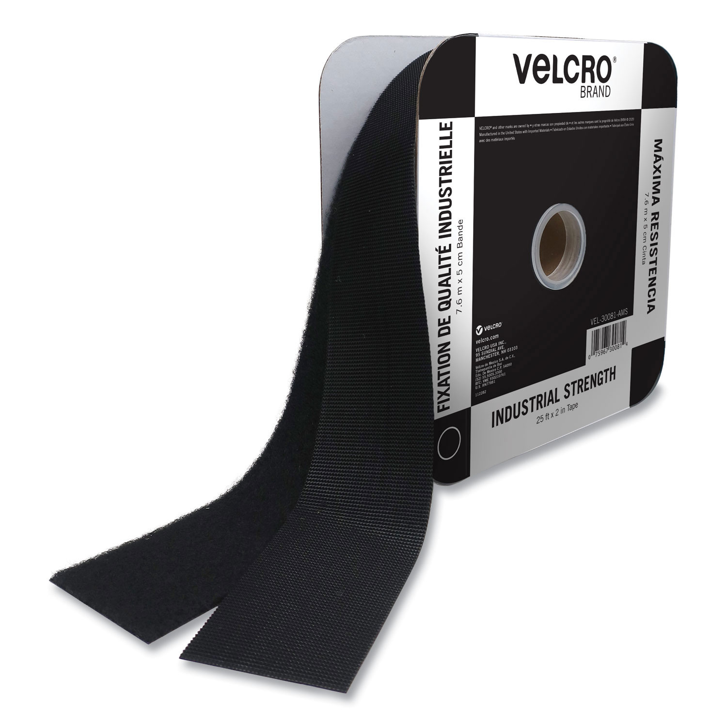 Velcro Industrial Strength Heavy-Duty Fasteners 2 x 25 ft Black